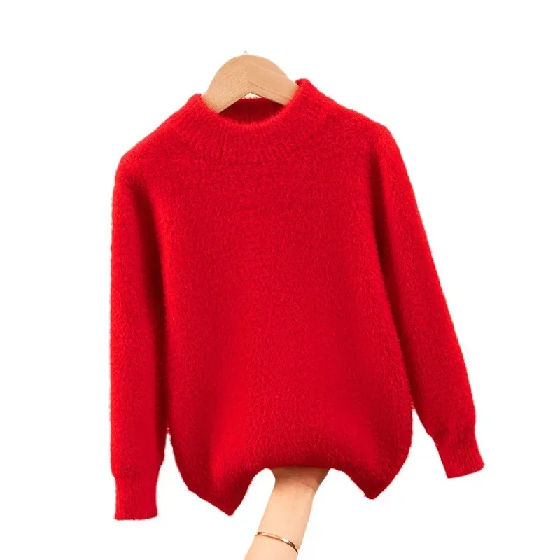 14 Kids Casual O-Neck Knit Pullover Sweater Apparel Turtleneck for Girl Clothes Winter and Fall Children'S Costume Plush Blouse