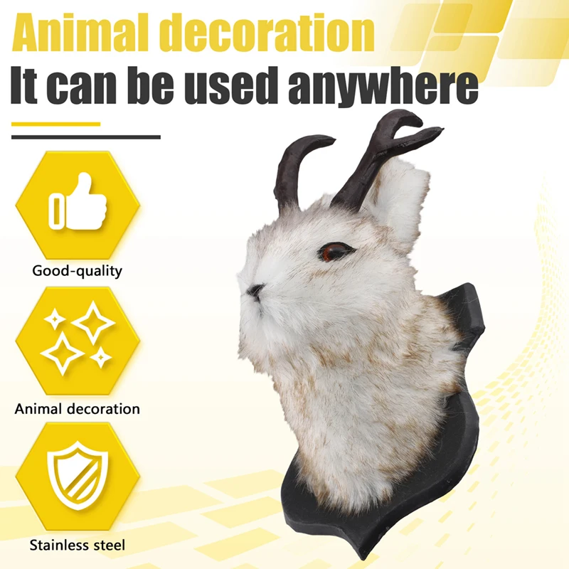 ABHU Easter Gift Bunny Heads Antlers Wall Hanging Decoration Animals Deer Mount For Home Simulation Resin Art Ornaments