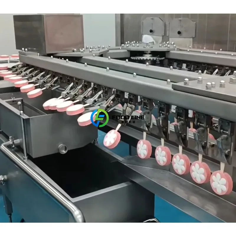 Stainless Steel Fully Automated Complete Industrial Ice Cream Popsicle Line With Chocolate Ice Cream Production Function