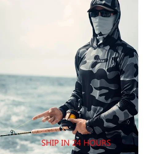 Imagen 1 del producto Equipo De BILLFISH Para hombre, camisas De Pesca De manga larga con capucha, Blusas Para Pesca, ropa De actuación De Pesca, Camisa De Pesca Uv Manga Longa