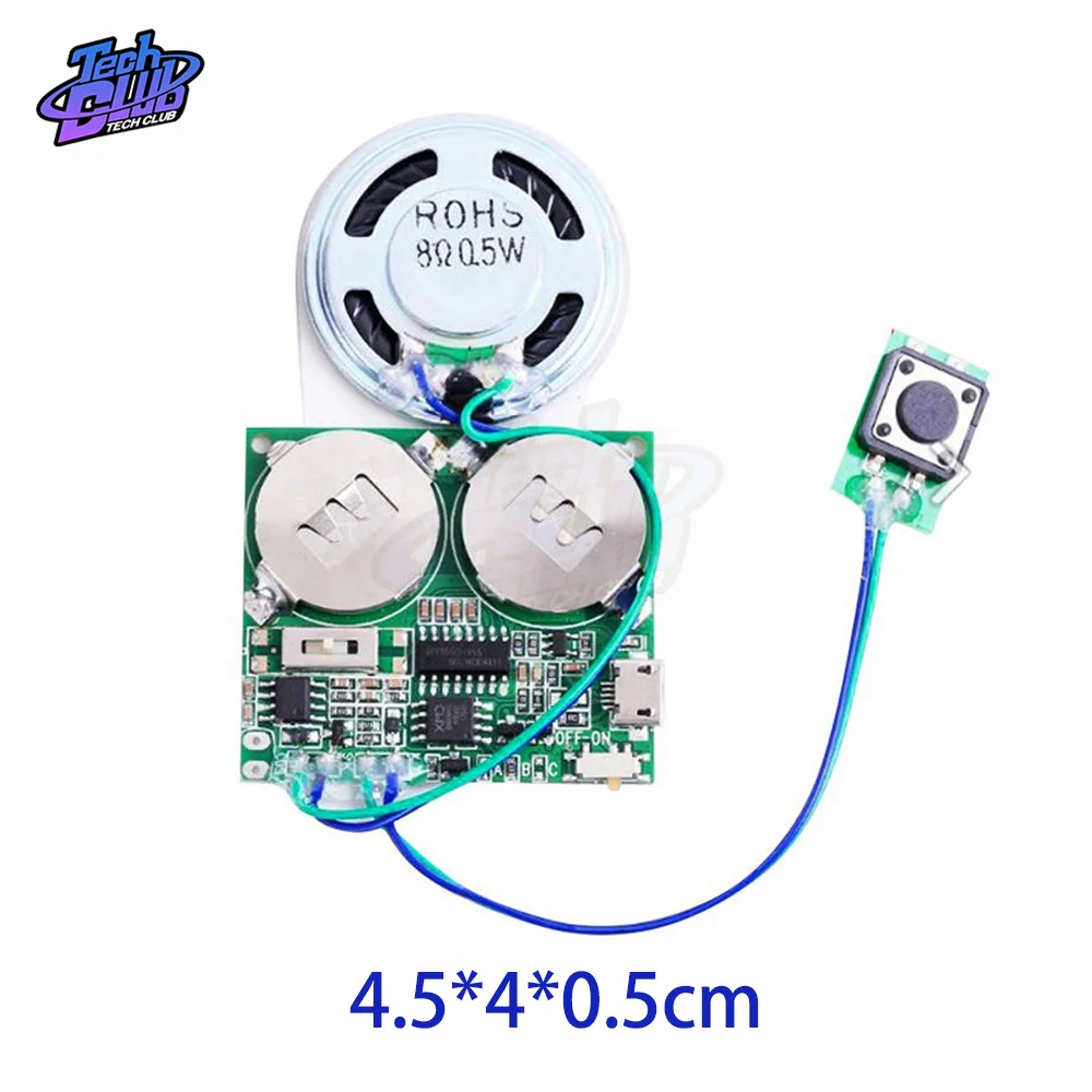 Imagem -03 - Módulo de Som Gravável Controlo de Botões 8m Mp3 Wav Música Voice Player Placa Programável com Altifalante Kit Diy