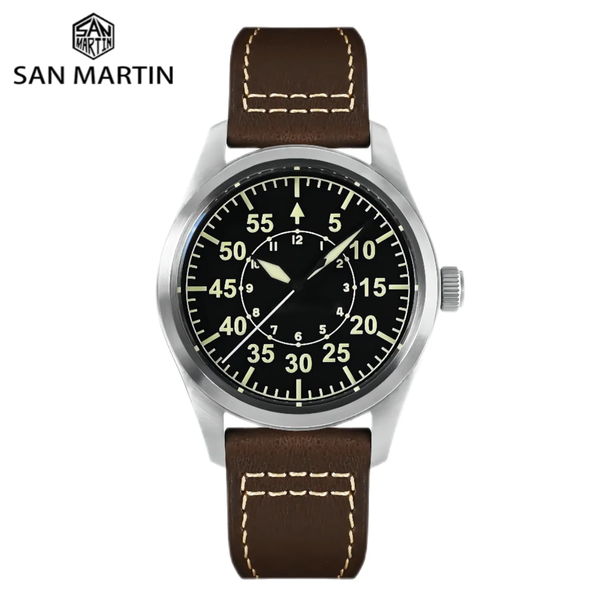 

San Martin 39mm Retro Pilot Watch NH35 Automatic Mechanical Men's Watches Dive 20Bar Luminous Wristwatch Sapphire SN0030G-2