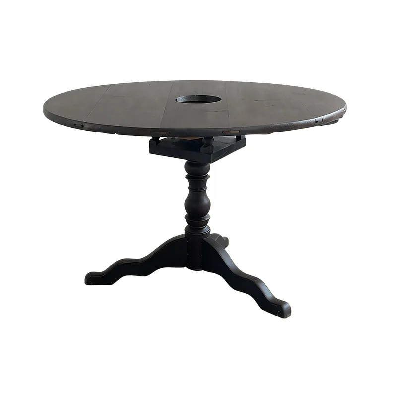 

B & B solid wood furniture rotating countertop medium antique black retro round table