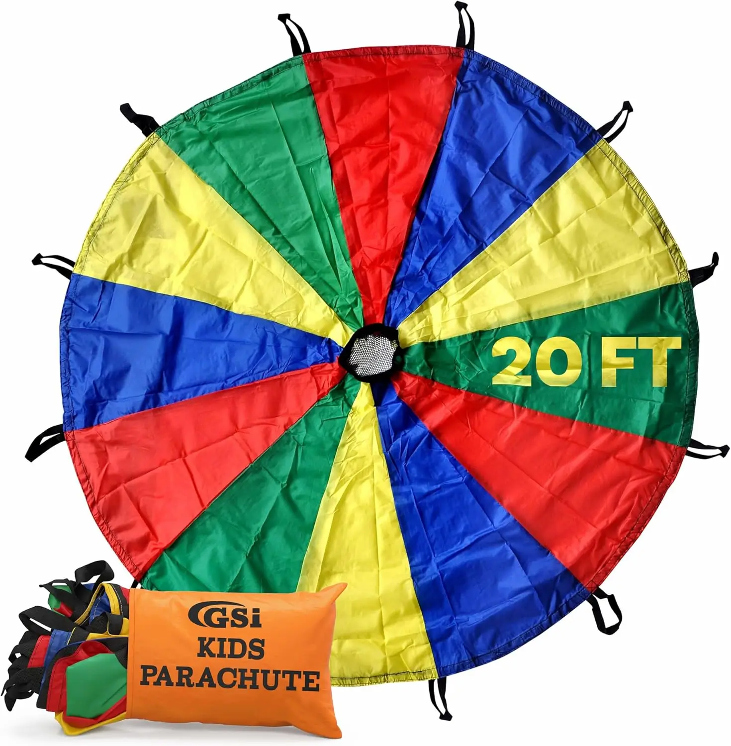 

Kids Play Parachute Rainbow Toy Tent for Cooperative Group Games and Outdoor Activities 20 Feet