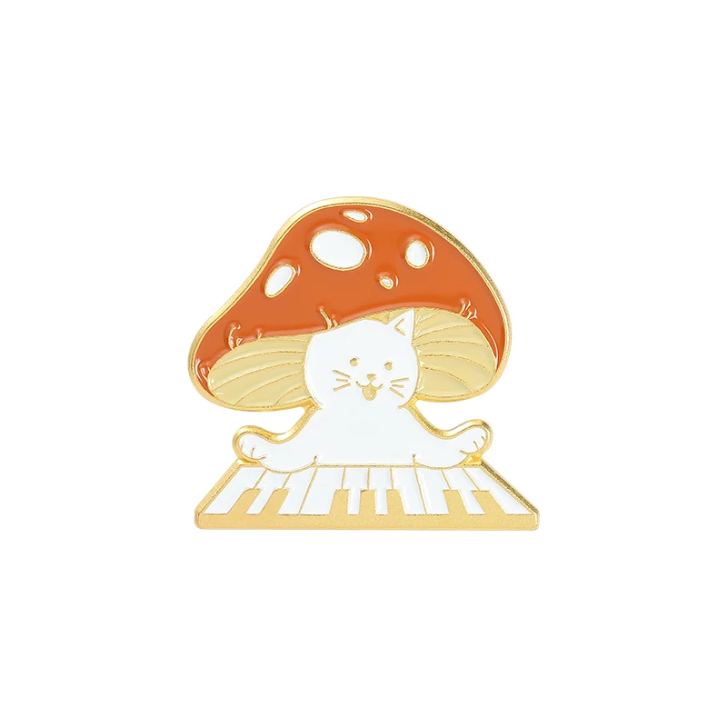 Mushroom Garden Enamel Pin Custom Bands Music Lover Hedgehog Frog Book Girl Cat Face Brooches Lapel Badge Cartoon Kawaii Jewelry