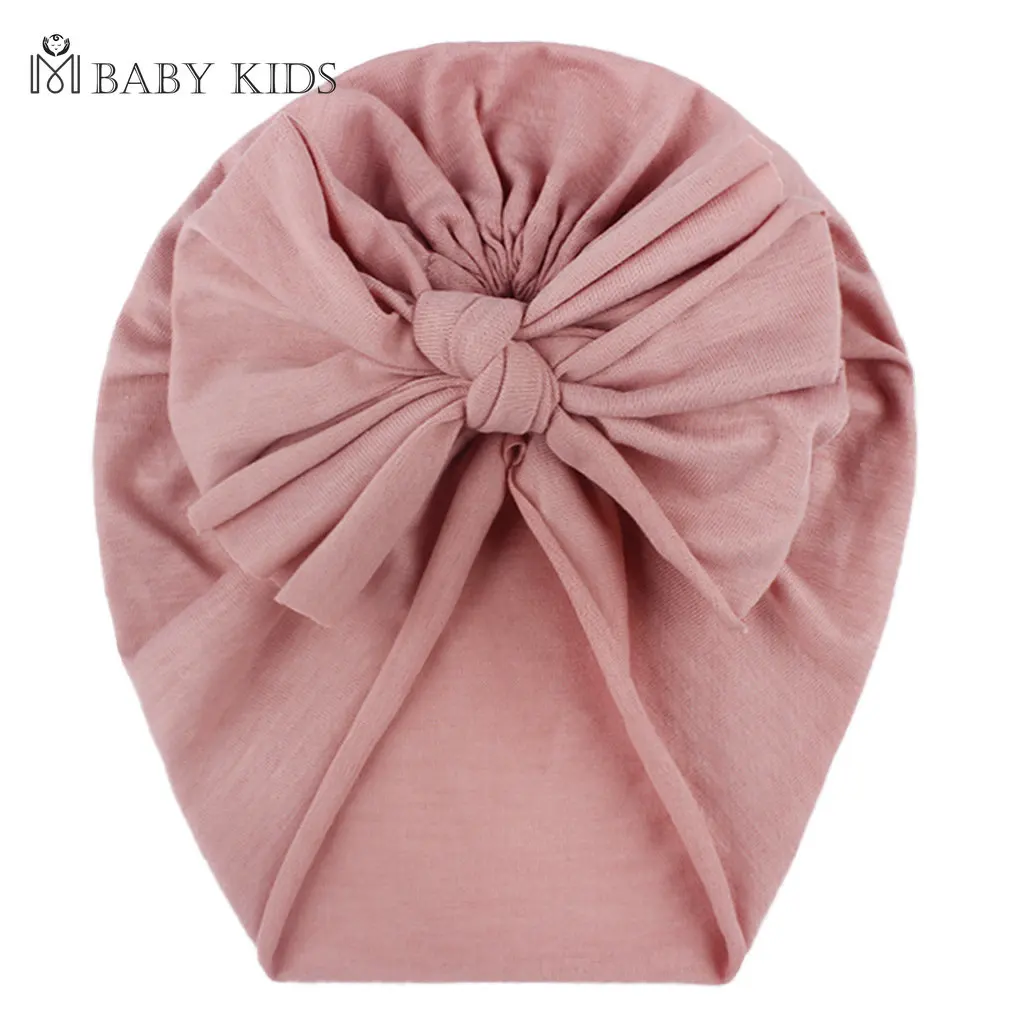 Solid Color Baby Hat Big Bowknot Baby Girl Hat Turban Knot Head Wraps Baby Kids Bonnet Beanie Newborn Photography Props