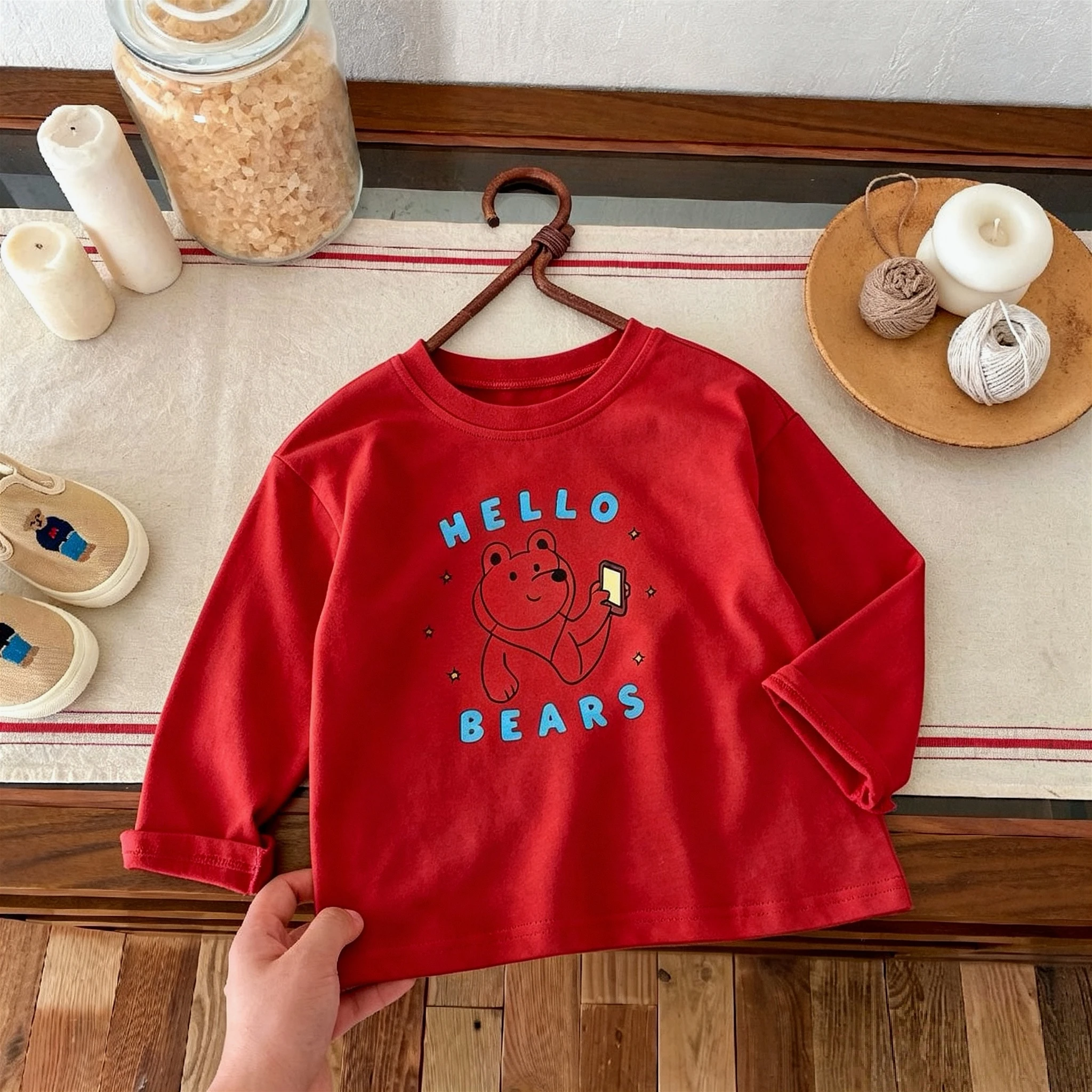 Cartoon Bear Boys Clothes Long Sleeve Tees Tops Spring Fall Korean Casual Children Base Shirt Blouse Crewneck Casual Clothing