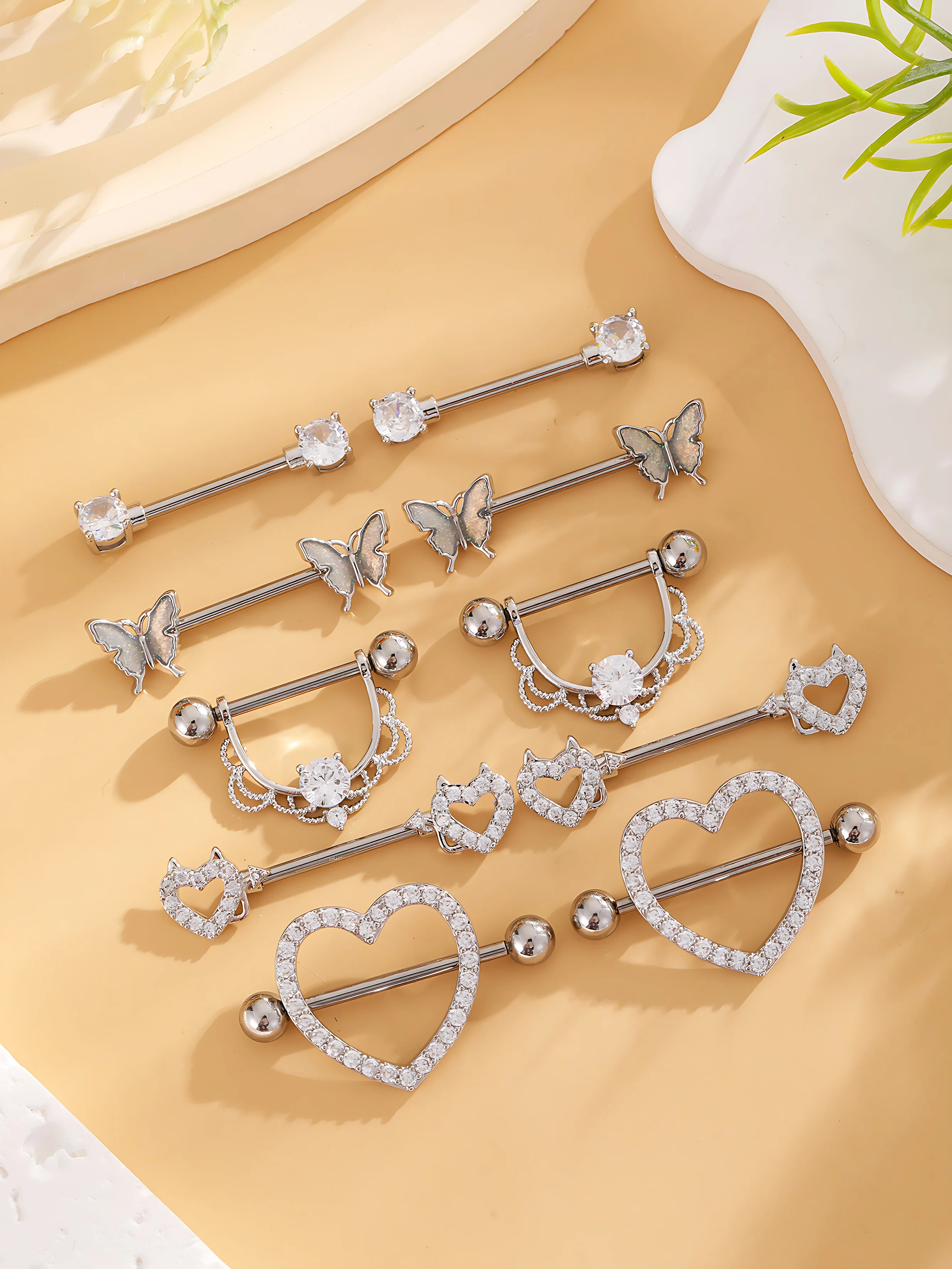 14G Edelstahl Nippelpiercing Set Nippelringe Barbell Pack Rote Kirsche Kuchen Nippel Schmuck Bulk Kristall Nippelpiercings – Detail 12