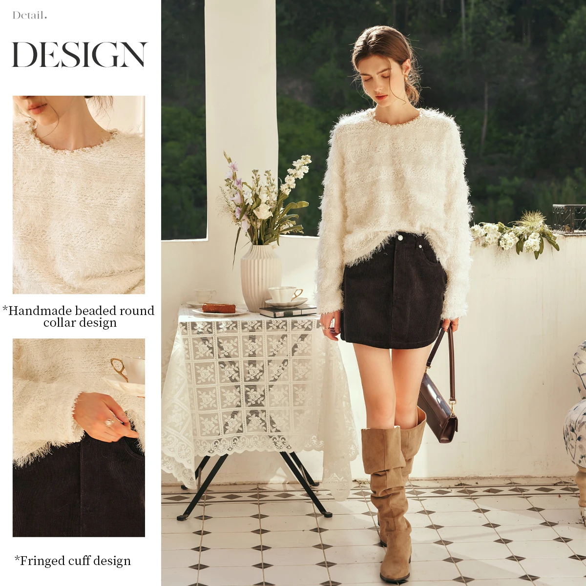 OLrain Women Striped Sweatshirts 2025 Autumn Luxury Long Sleeve Beading O Neck Knitted Tassel Casual Pullovers Tops M57CW95869