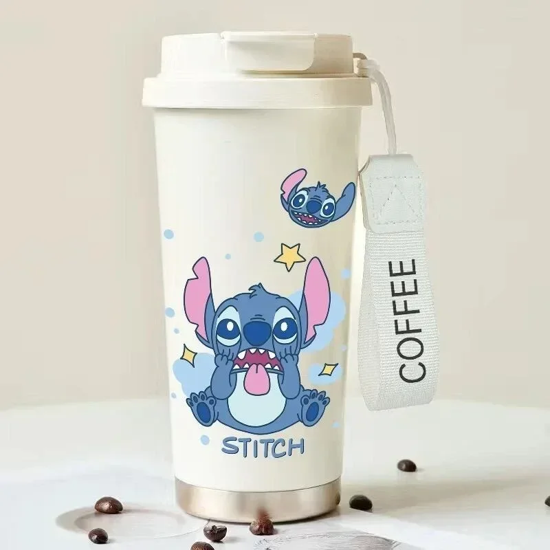 520ML Disney Stitch Water Cup Cartoon Anime Cute Vacuum Cup 316 Stainless Steel Students Portable Coffee Water Cup Holiday Gifts