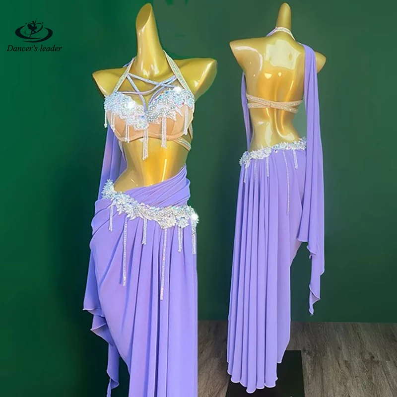 Buikdans volwassen jurk met strass steentjes, hoogwaardige minimalistische geplooide mantel, professionele Samba-kleding voor dames