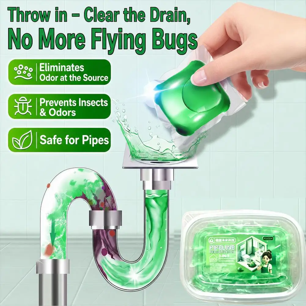 Odor Removal Sewer Cleaner Scented Gel Airs Freshener For Sinks Drains Gel Water Film Soluble In Water For Kitchen For Bathroom