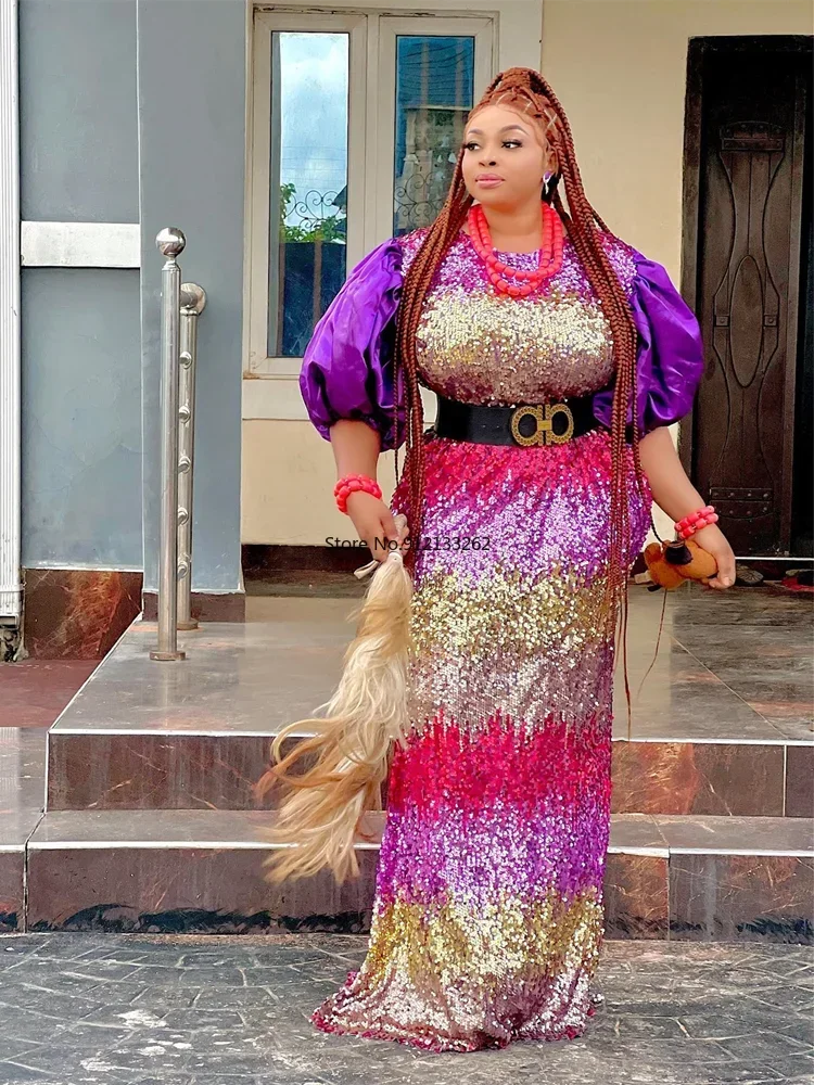 

African Gowns For Women Elegant Party Evening Long Dresses Shiny Sequin Gown Bodycon Mermaid Dress Dashiki Ankara Afica Clothing