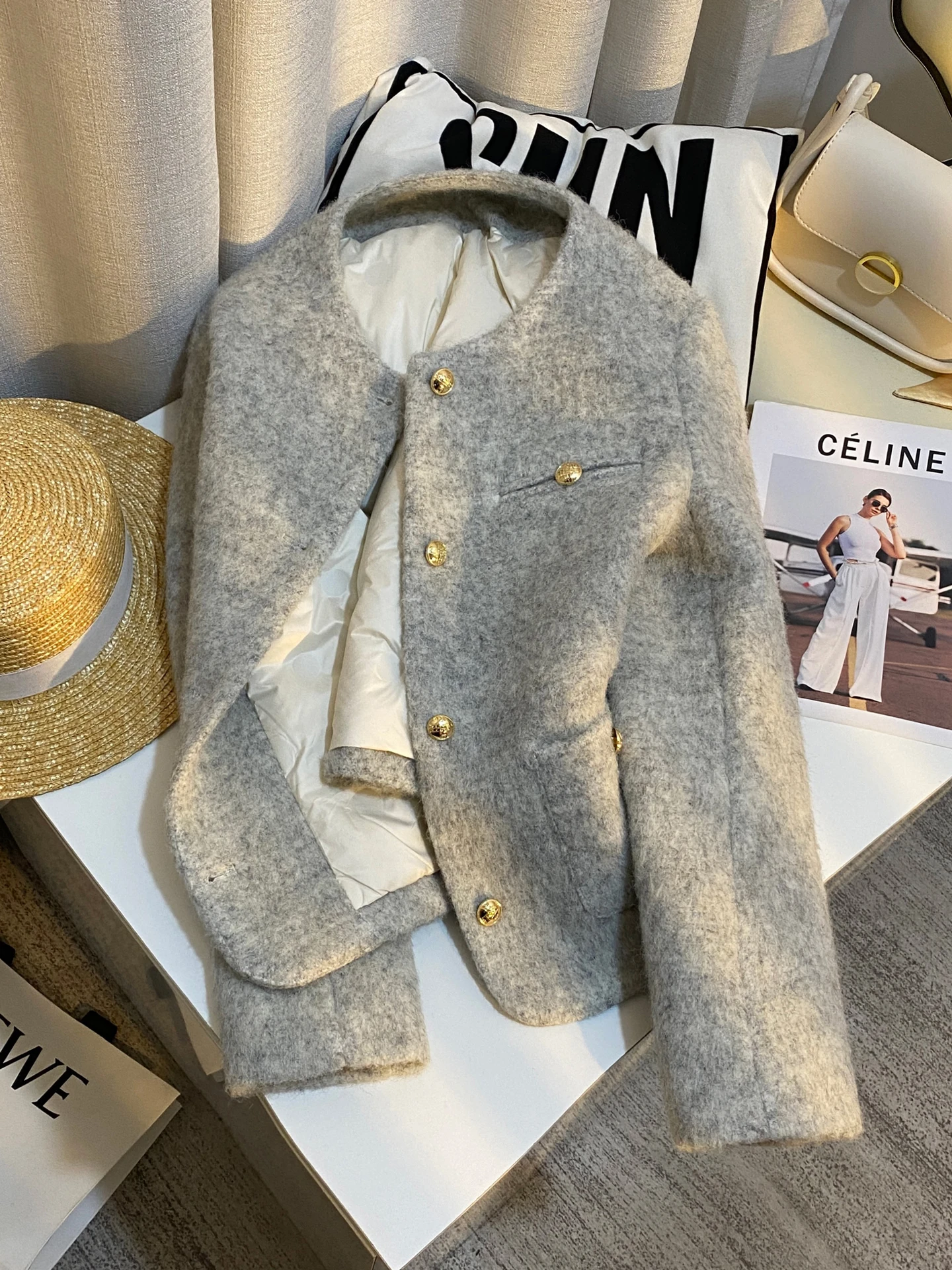 

Chic mat Light ey down Jaet Women's ort Outerwear Winter Commute Top Warm Fluffy Lined Straight Cut Sle