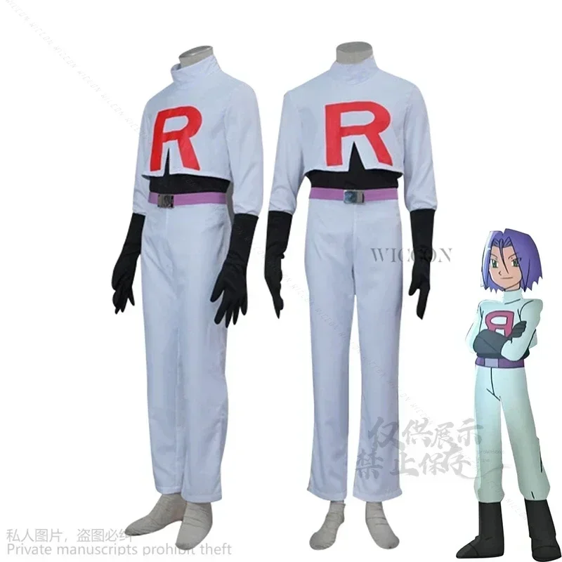 Game Team Rocket Cosplay Jessie Musashi James Kojirou Costume Halloween Anime Accessories Wig Full Set Roleplay Cos Sportwear view 2
