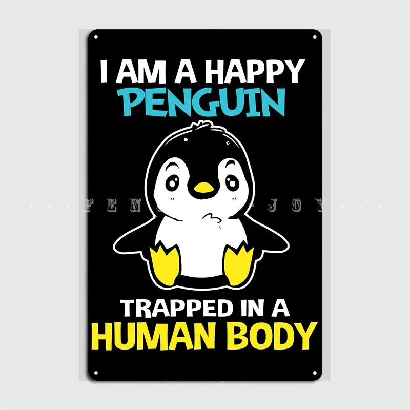 Happy Cute Kid Penguin Metal Sign Wall Mural Wall Designing Wall Plaque Tin Sign Poster