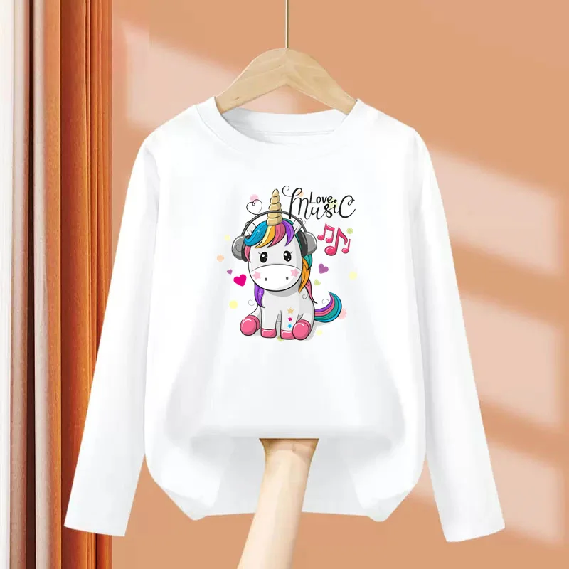 2024 Pony Cartoon Dress Baby Girls Cotton T-shirt Long sleeved Autumn Tops Little Girl Casual Tess