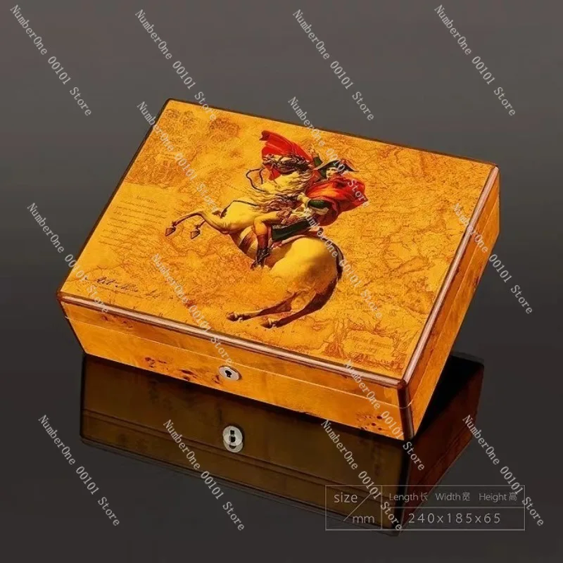 Elegant Cedar Wood Cigar Humidor Box Piano Lacquer Finish Moisturizing Storage Case Hygrometer Humidifier Holder Luxury Desktop