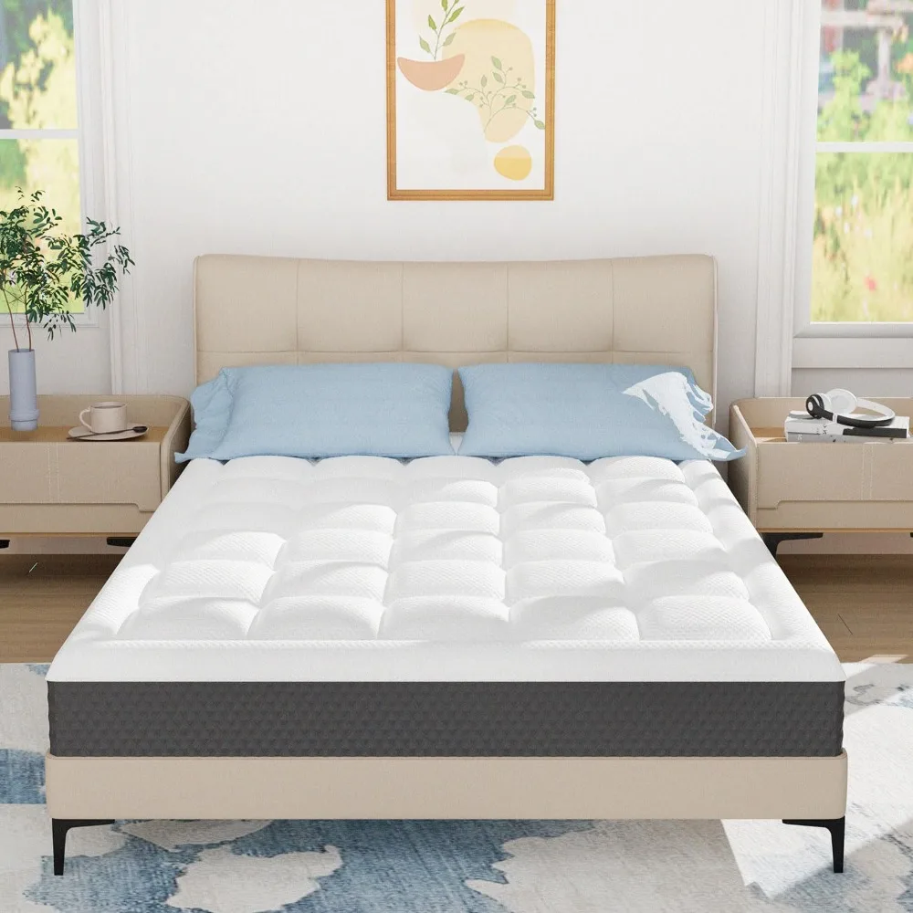Queen Size 12 Inch Memory Foam Mattress - Gel Cooling, Pressure Relief, CertiPUR-US Certified, Fiberglass-Free