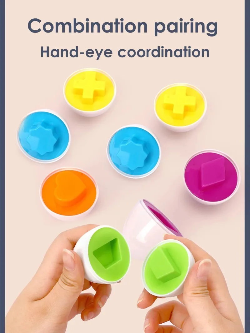 6 pezzi di uova intelligenti per bambini giocattoli educativi Montessori per bambini corrispondenza di forme di colore riconoscere l'apprendimento intelligente del bambino