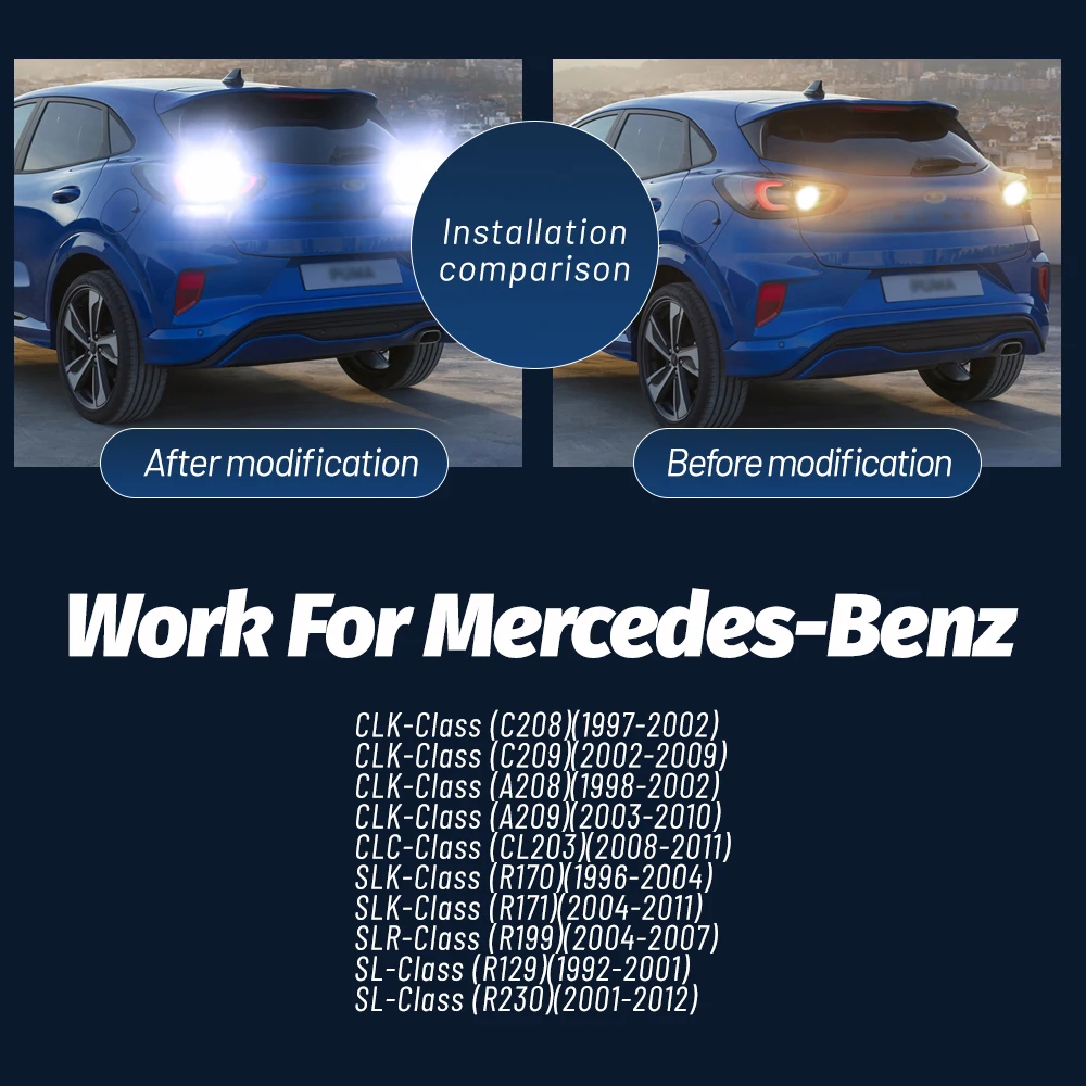 2pcs LED Reverse Light Blub Lamp P21W BA15S Canbus For Mercedes Benz C208 C209 A208 A209 CL203 R170 R171 R199 R129 R230 CLK SLK