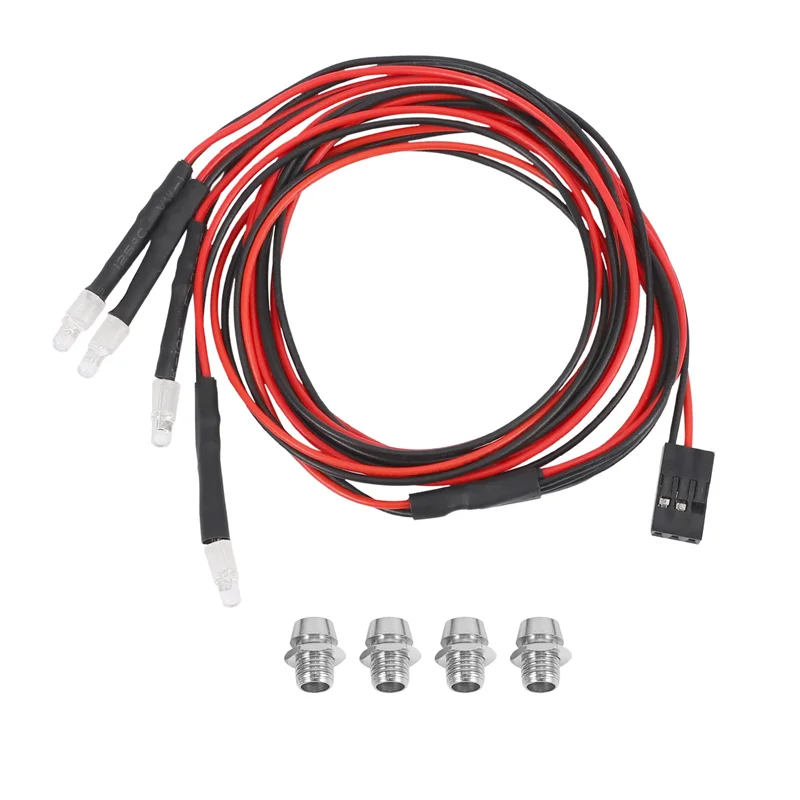 4 LED Light Kit 2 White 2 Red 3mm Headlights for 1/24 RC Crawler Car Axial SCX24 90081 AXI00002 Upgrade Parts