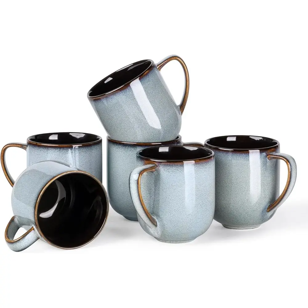 

Набор из 6 больших фарфоровых кофейных кружек — идеально подходят для латте, капучино, молока, можно мыть в посудомоечной машине и использовать в микроволновой печи