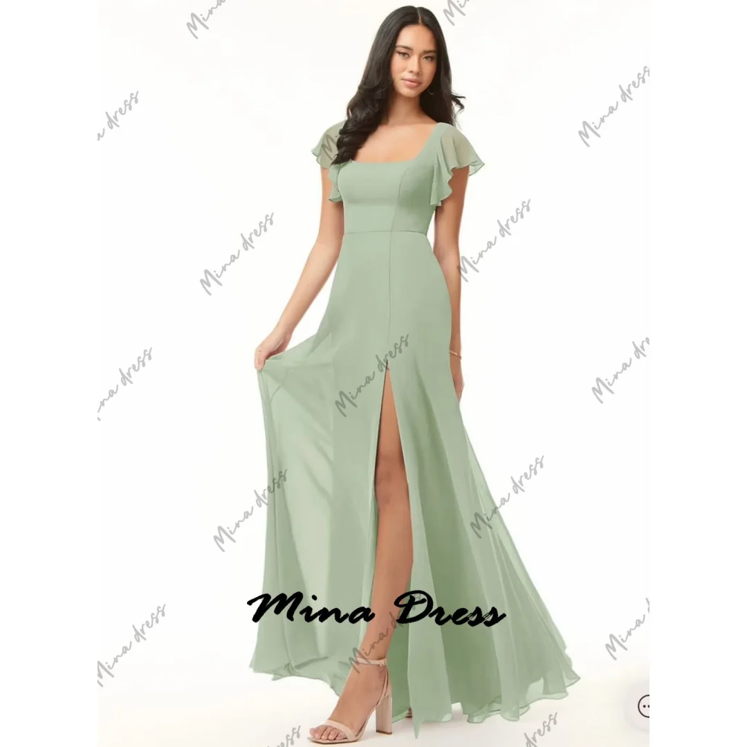 

Mina Customized Slit Evening Gown Elegant EveningDress Woman Line A Square Collar Women's Elegant Dresses for Parties 2024 Prom