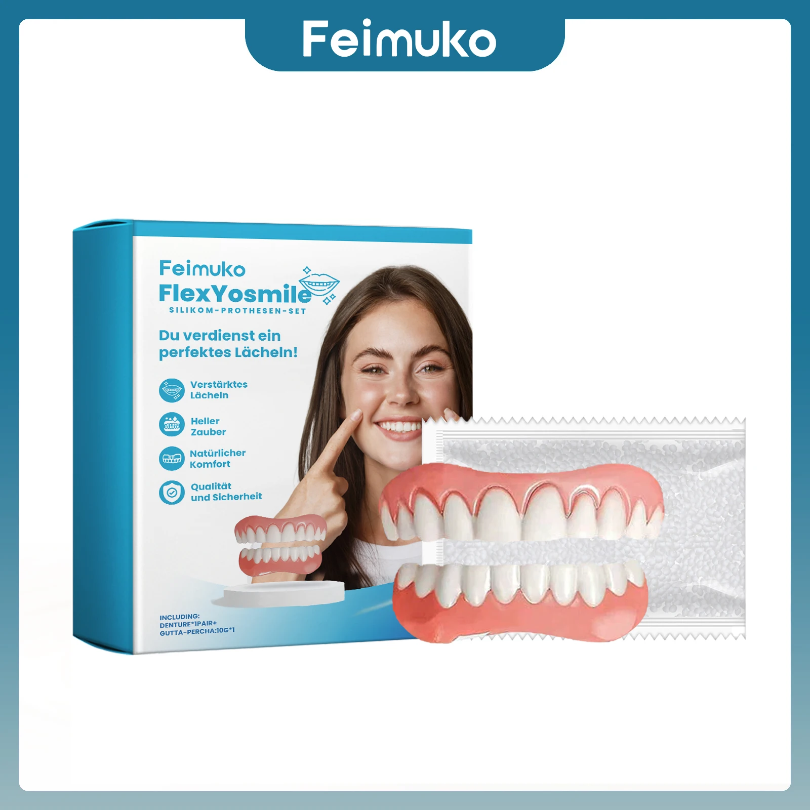 

Silicone Denture Set Fit Temporary Perfect Smile False Teeth Kit Oral Hygiene Easy Use Dental Care Upper Lower False Tooth Set