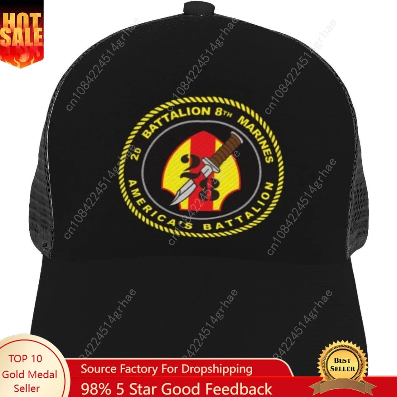 

US Marine Corps 2nd Battalion, 8th Marines Mesh Baseball Cap - Classic Adjustable Peak Cap, Trucker Hat for Men & Women
