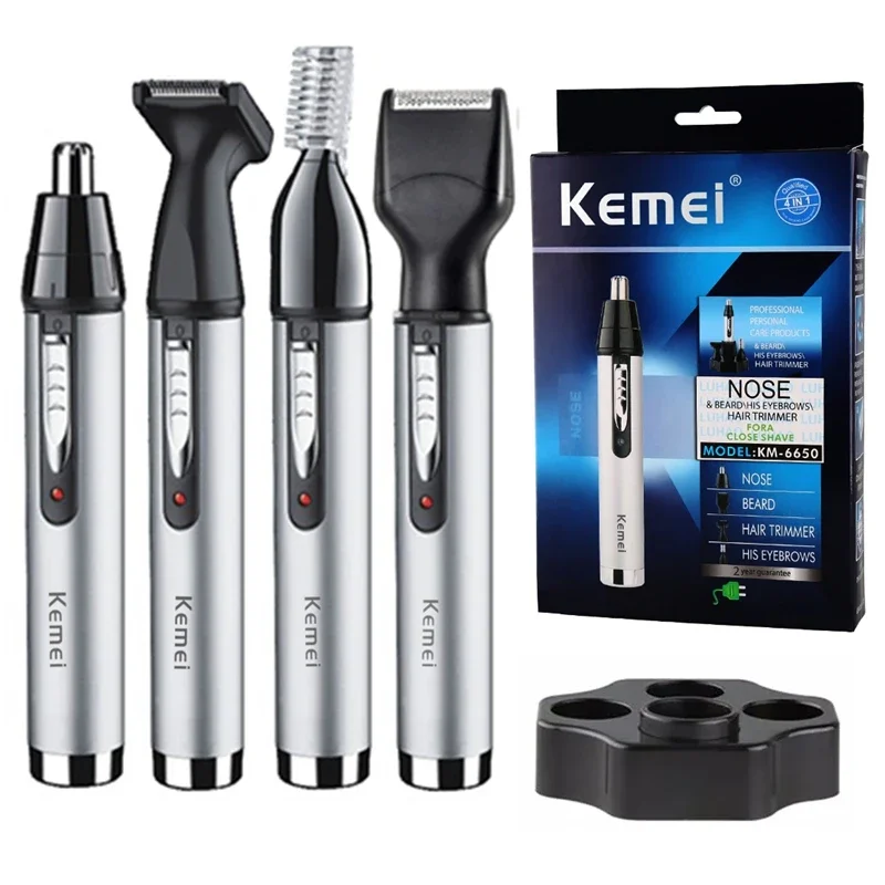 Kemei Rechargeable Hair Trimmer Grooming Kit - Electric Beard Trimmer for Men - Facial Body Eyebrow Nose Ear Trimer