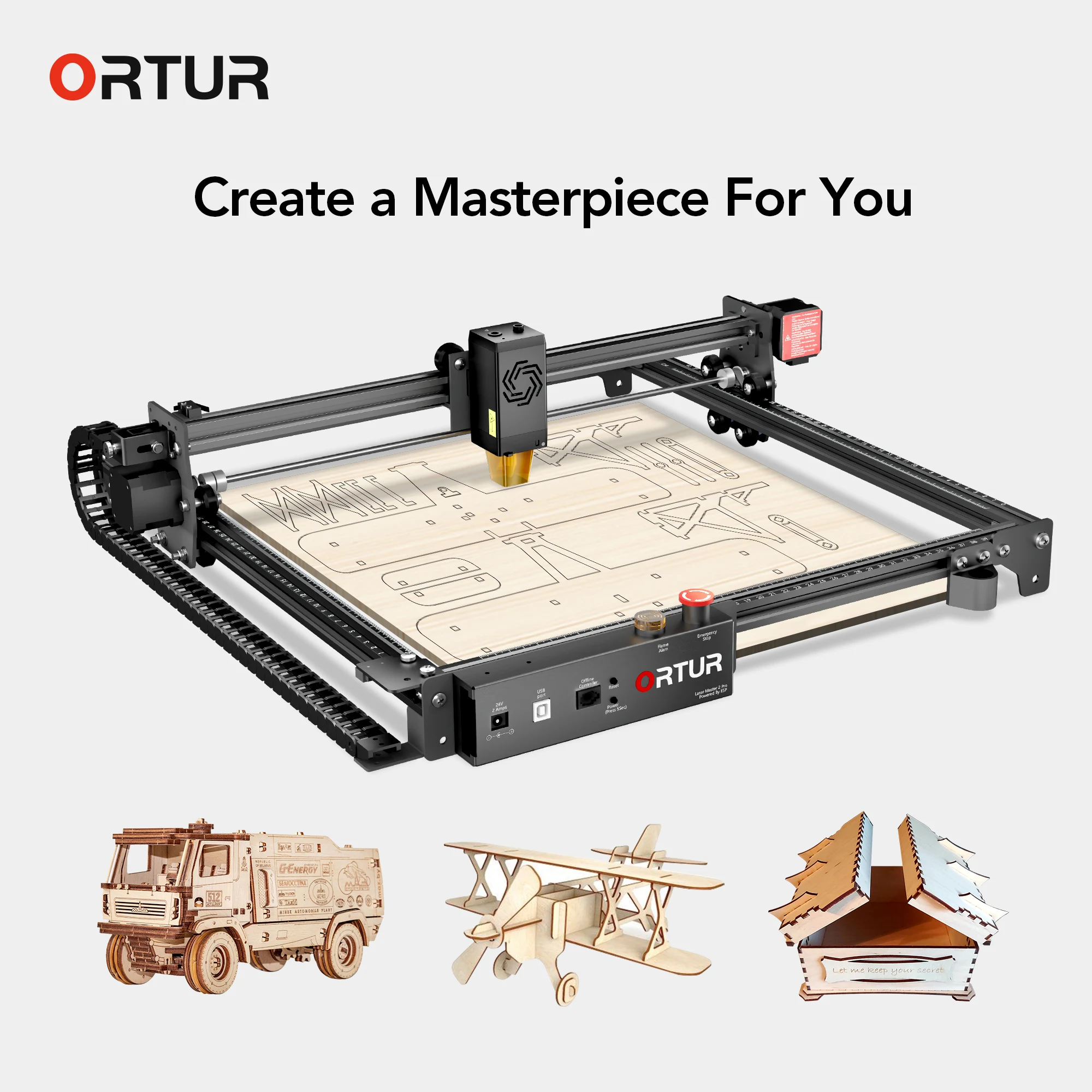 ORTUR Laser Master 2 Pro S2 LU2-10A,10W Output Power Laser Engraver and Cutter, 0.05 x 0.1mm Compressed Spot Laser Engraver