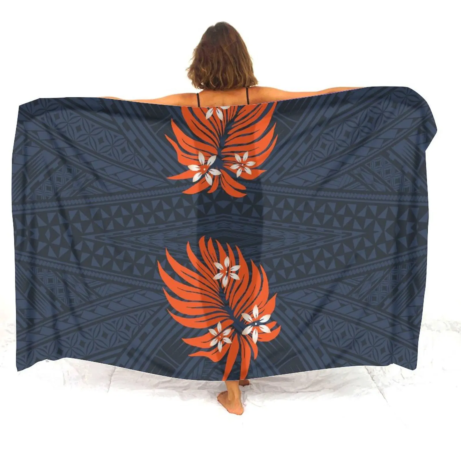 Island Sarong Flower Custom Samoan Tribal Beach Woman Sarong One-Piece Polynesian Apron Soft Shawl Sunbathing Jacket Sarong