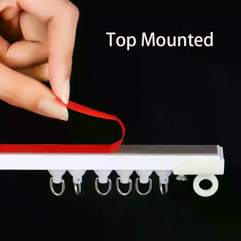 مسار منزلق ستارة ذاتية اللصق بدون ثقب مسار نانو صامت مثبت على الجانب ملحقات ديكور نافذة المنزل #3