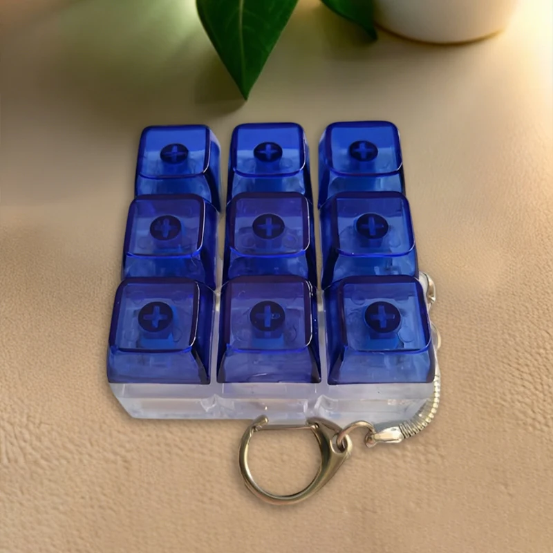 9 Key Mechanical Axis Tester Finger Fidget Keyboard Toy Stress Relief Button Portable Keycap Keychain Creative Decor Gift
