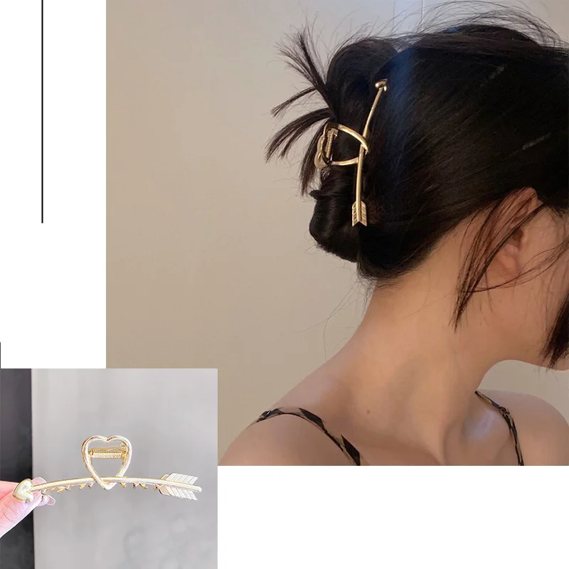 Grampos de Cabelo Geométricos Metálicos para Mulheres, Garra Grande, Grampo de Cabelo Dourado, Headband Hairpin, Acessórios para Cabelo do