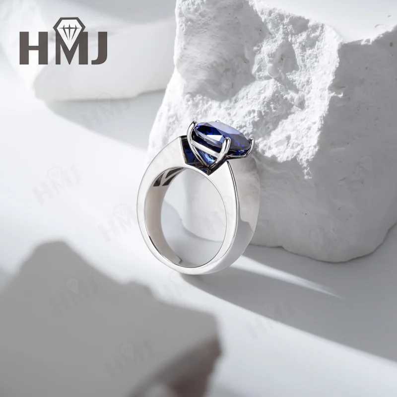 Ring mit Laborgezüchteten Edelsteinen Smaragd Moissanit Kissenschliff 925 Sterling Silber Exquisiter Großer Farbiger Schmuck für Damen und Herren Party – Detail 14
