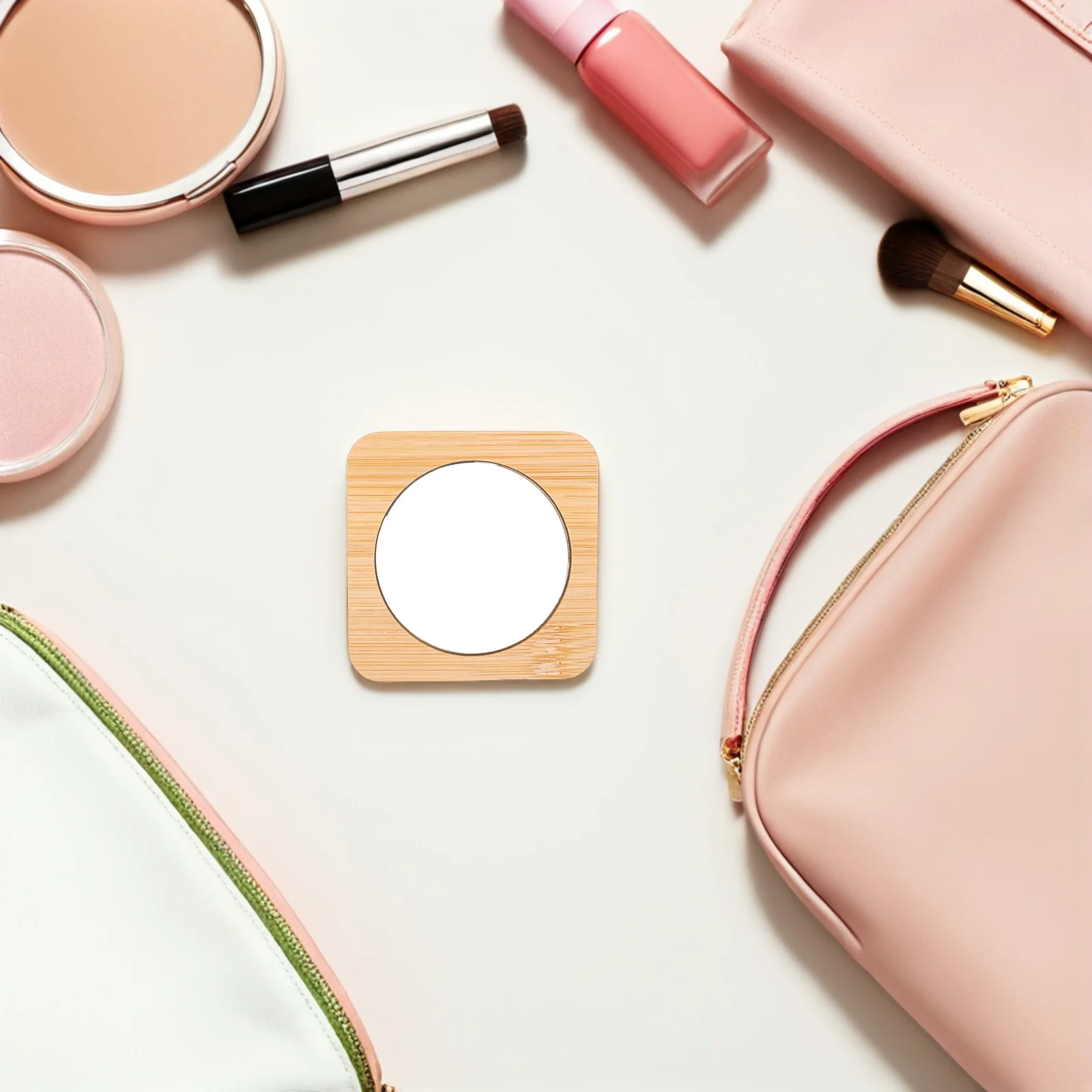 Miroir de maquillage Portable en bois de bambou, 12 pièces, Compact, Mini poche, petit miroir de voyage pour une Application précise