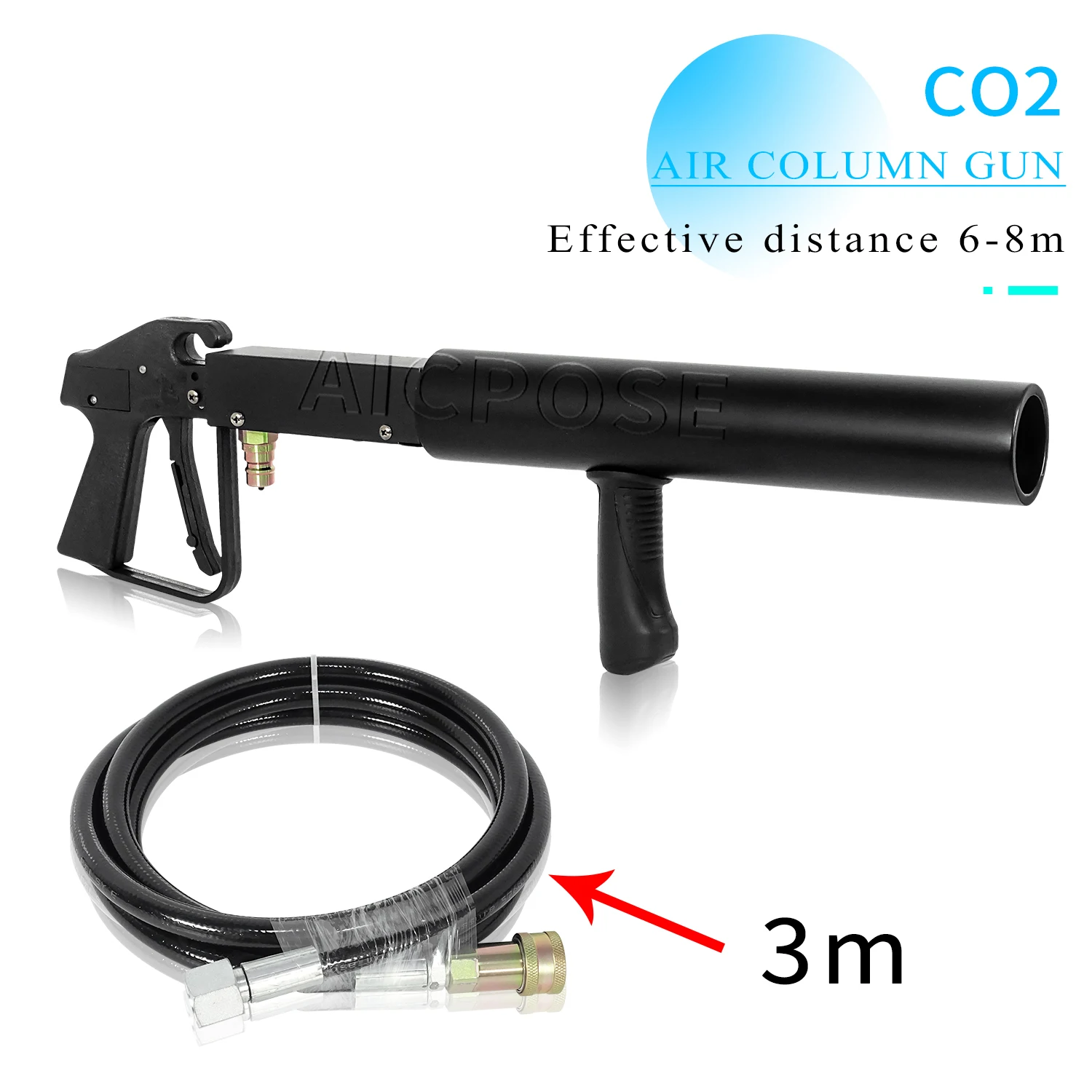 Handheld CO2 Gun DJ Lights 3m Hose CO2 Jet Machine DMX Stage Effects Machine Shooting Distance 5-6m