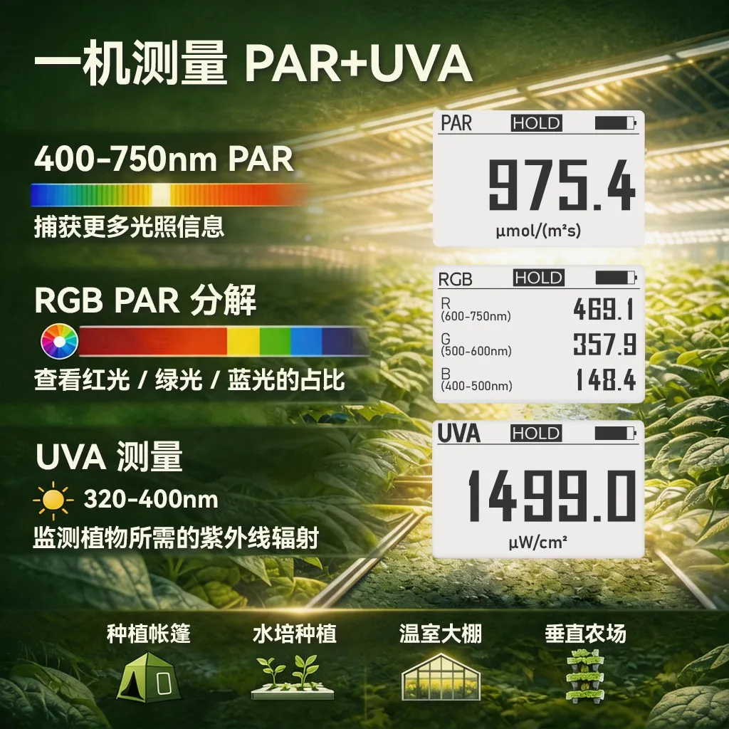 Photoquanta meter PAR meter PPFD photosynthetically active radiation tester, recording component