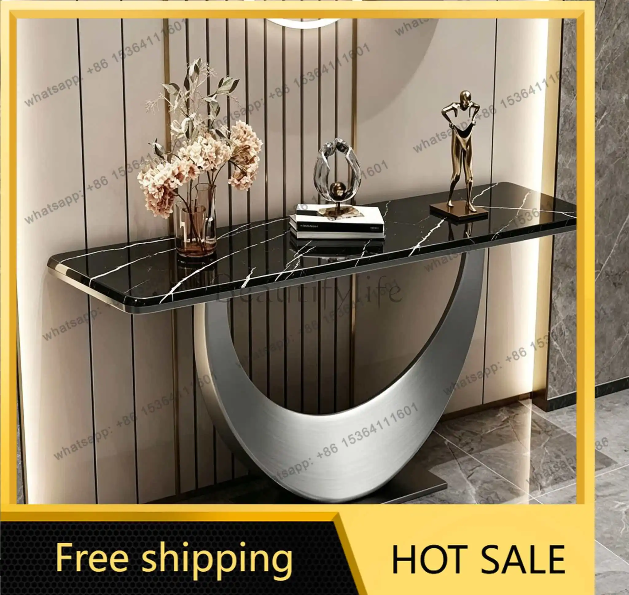 XX. Italian minimalist light luxury entrance table Modern minimalist entrance end view table