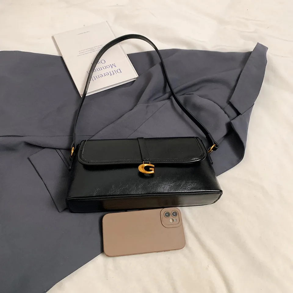 

Party Bags for Women Retro Oil Pu Leather Shoulder Bag Senior Sense All-Matching Underarm Bag Women's Daily Commute Shoulder Bag