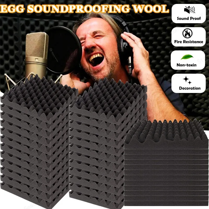 

Sound Insulation Board Adhesive Acoustic Panels High Density Wall Stickers for Home Theater Office Egg Soundproofing Cotton