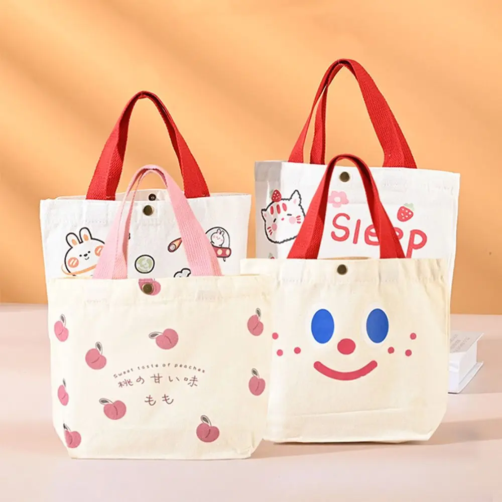 

Модная персиковая холщовая сумка-тоут, холщовая мини-сумка с героями мультфильмов, большая вместительная сумка для обеда, женская сумка