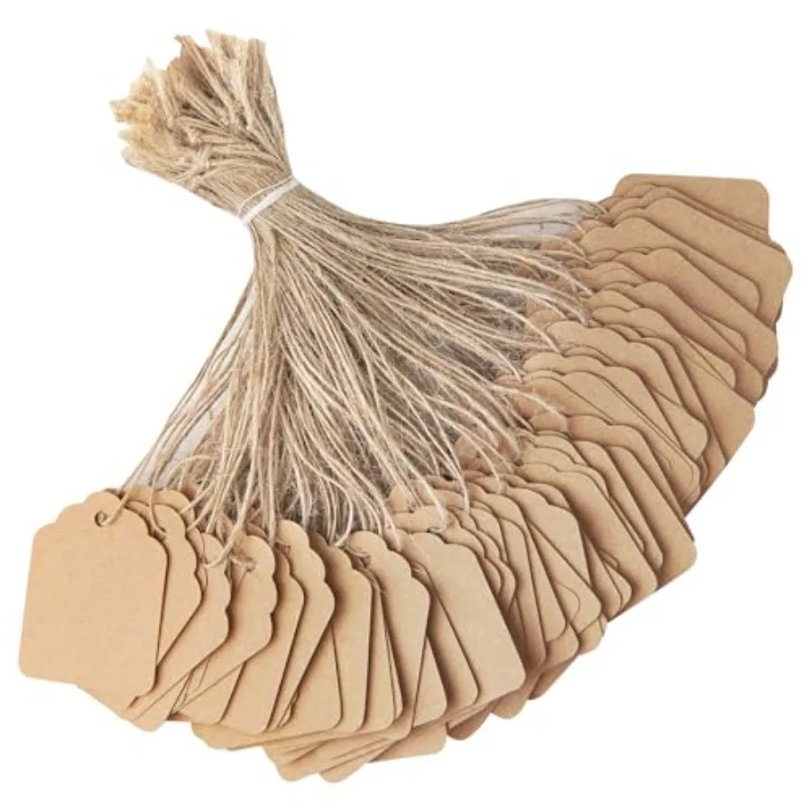 

Price Tags with String Attached - 500PCS Kraft Paper Hang Tags for Labeling Gifts Bags Clothes Jewelry Retail Garage/Yard Sale