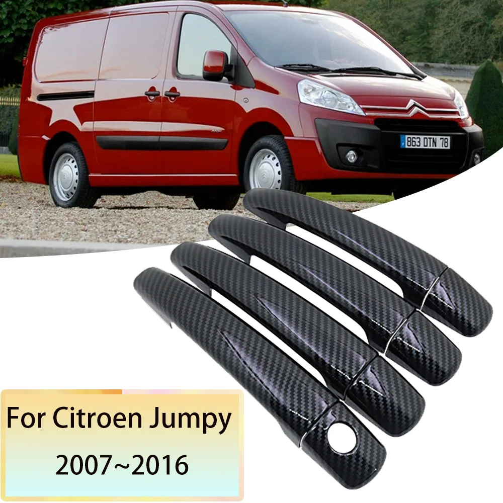 for Citroen Jumpy Dispatch Peugeot Expert Toyota Proace 2007~2016 Carbon Fiber Car Door Handle Cover Stickers Accessories 2015