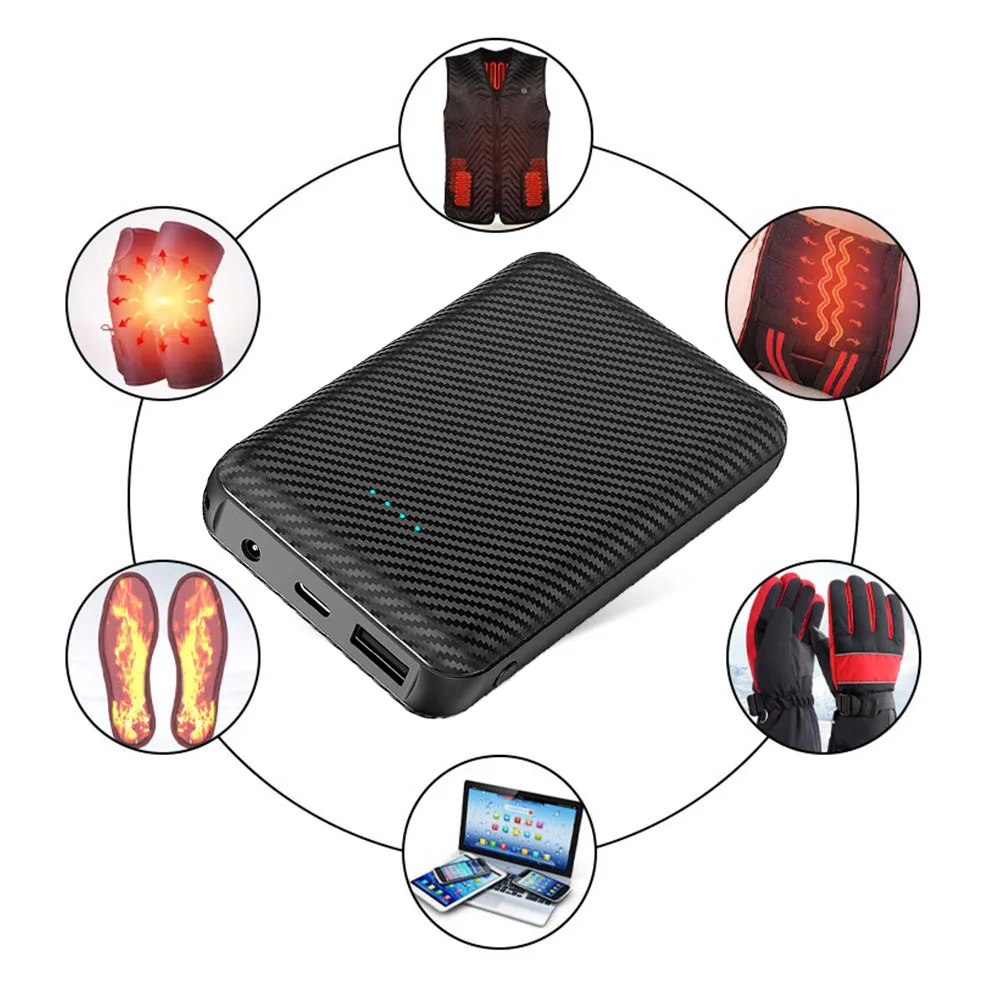 20000mAh Power Bank Portable Heated Jacket Battery DC7.4V 2.6A+USB 5V2A Phone External Battery For Heated Jacket Vest socks