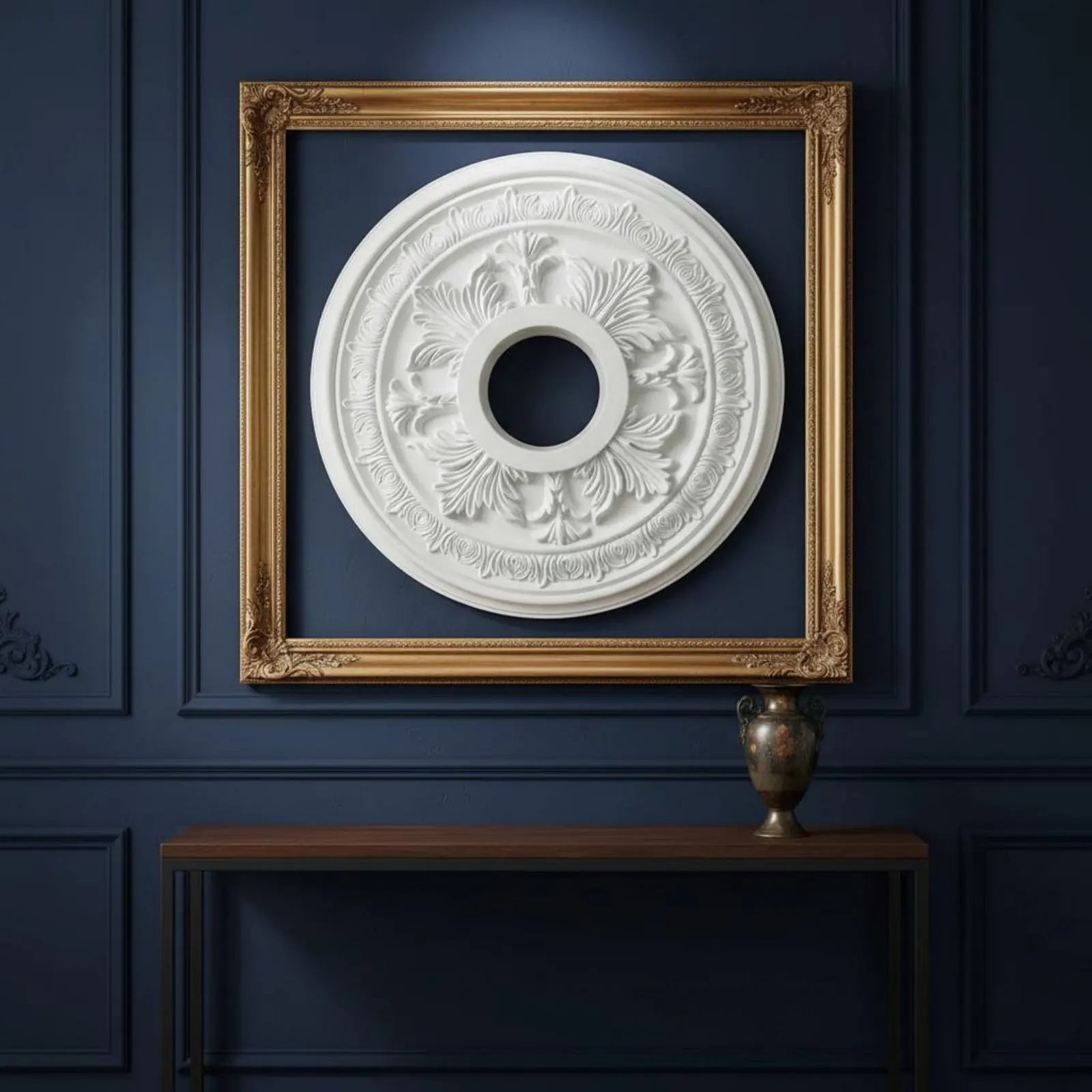 Ornate Ceiling Medallion Lightweight Faux Plaster Rosette Rosette Ceiling Plate Easy to Install Light Canopy Moisture-Resistant view 4