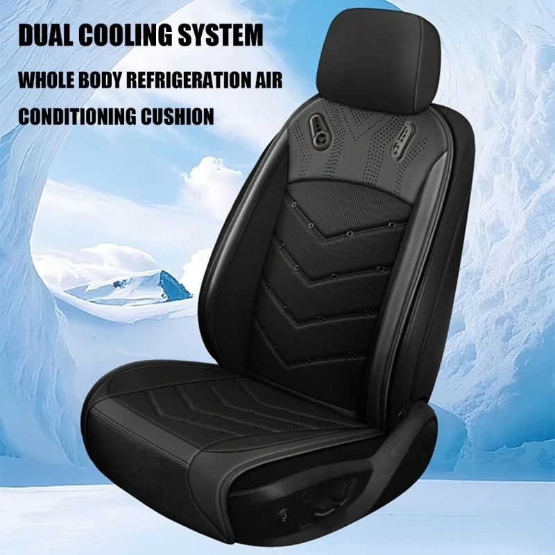 Air Conditioned Cover Cooling Car Cushion Ventilated Cover for Summer Driving, 12V-24V Power Daily Use D7YA