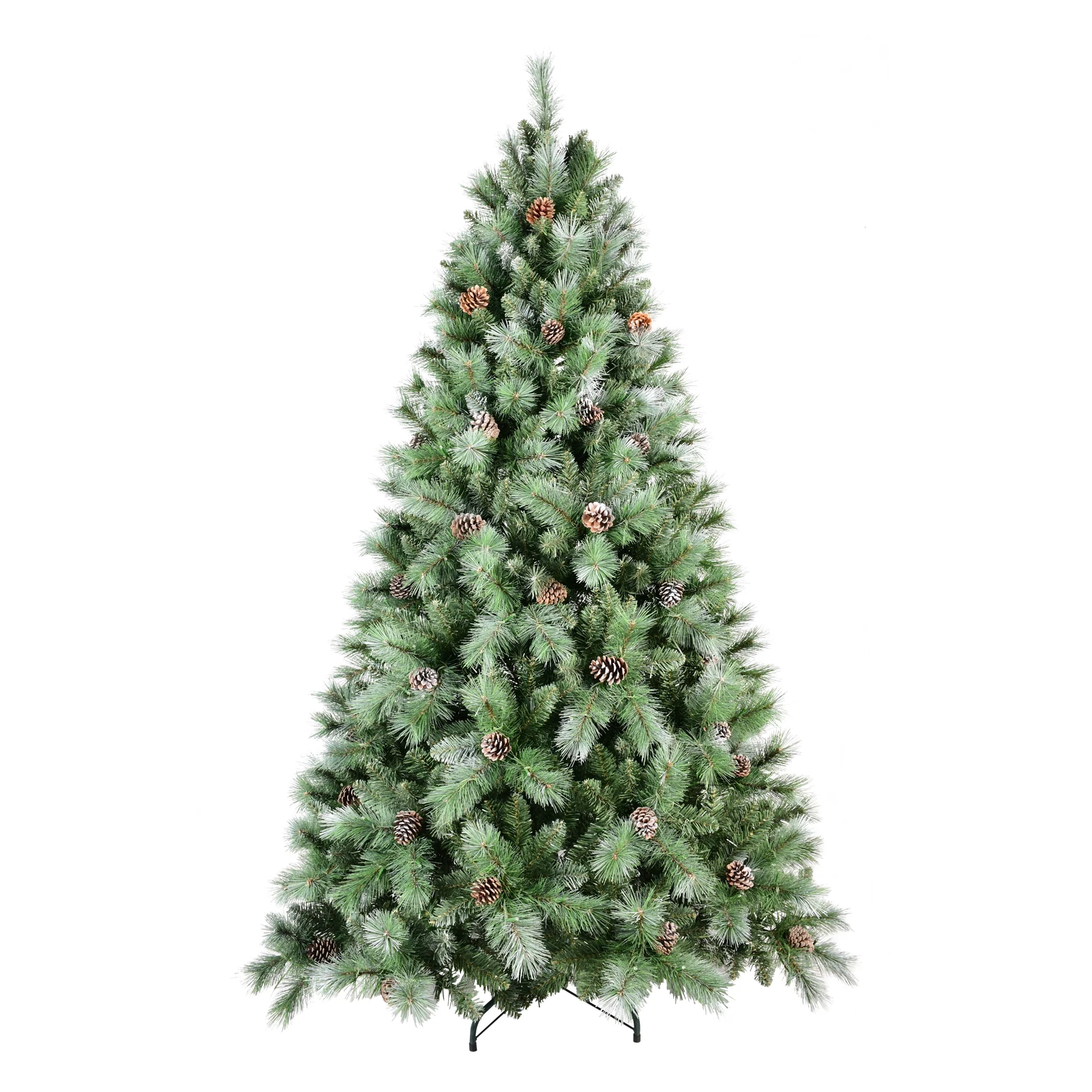 

7/7.5/8/ 9FT PVC Artificial Christmas Tree with White Needles Pine Cones Decor Premium Xmas Tree with Stand for Home